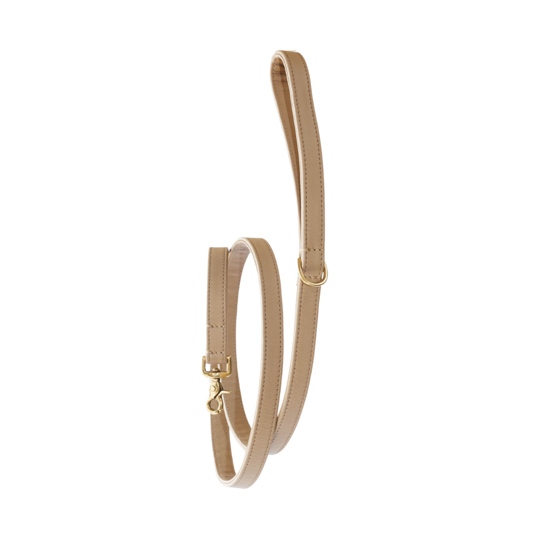 Dog leash with brass finish - Classic - Sand / Taupe