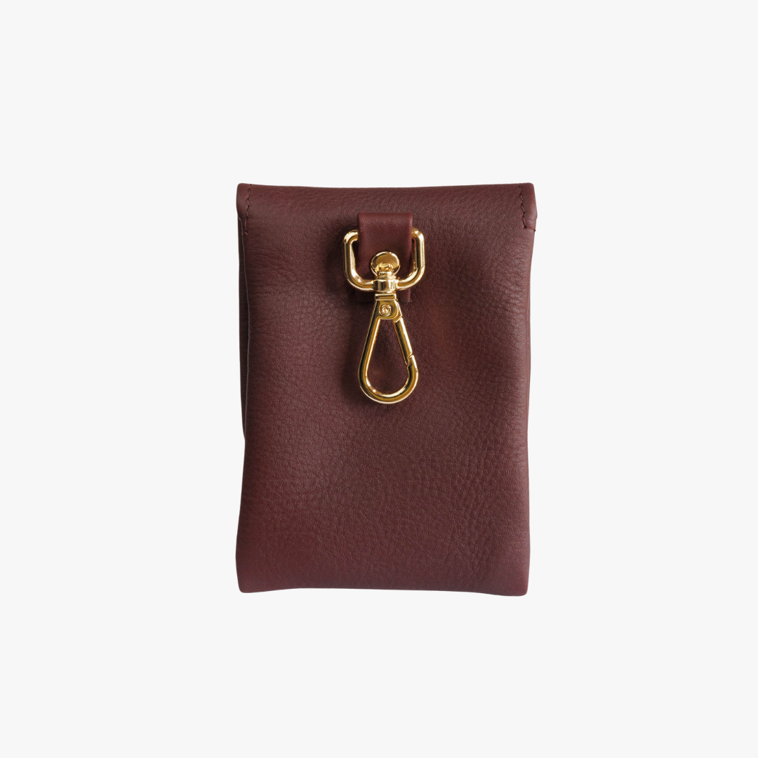 Pooch Leather | Stylish Treat Bag for Dog Biscuits and Poop Bags - Bordeaux Red