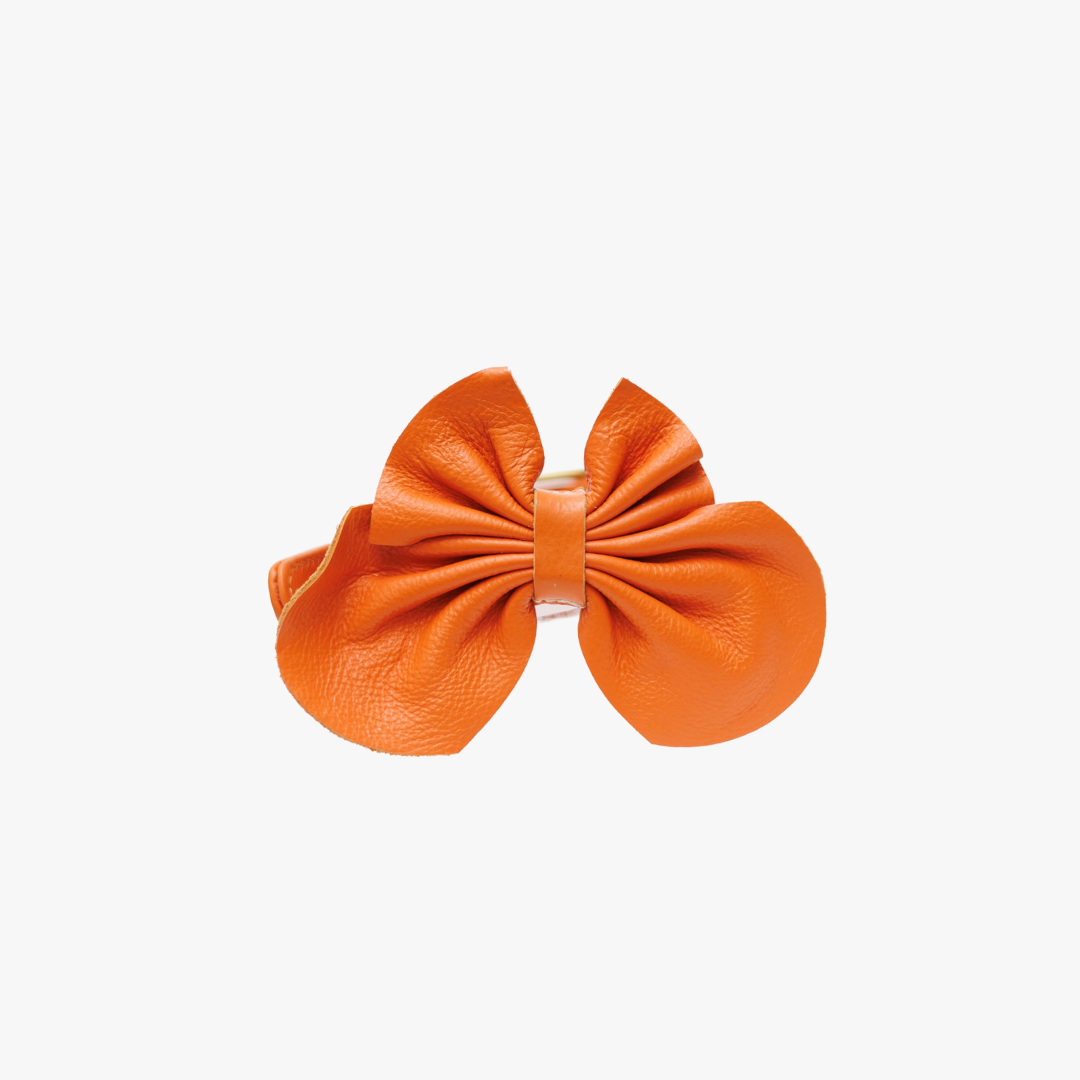 Luxury Leather Bow Tie for Dogs - Orange