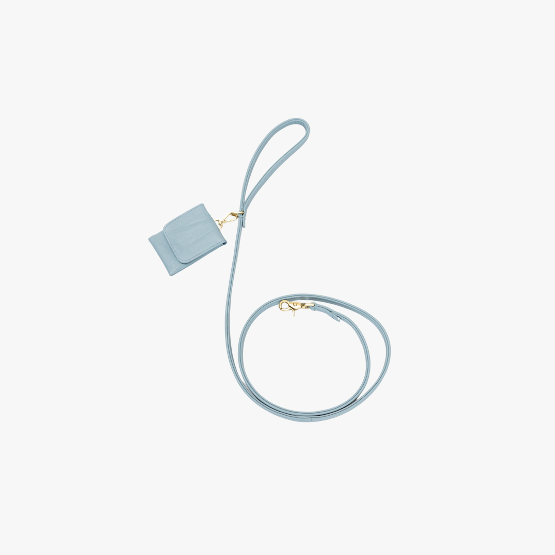 Dog leash with brass finish - Classic - Light Blue