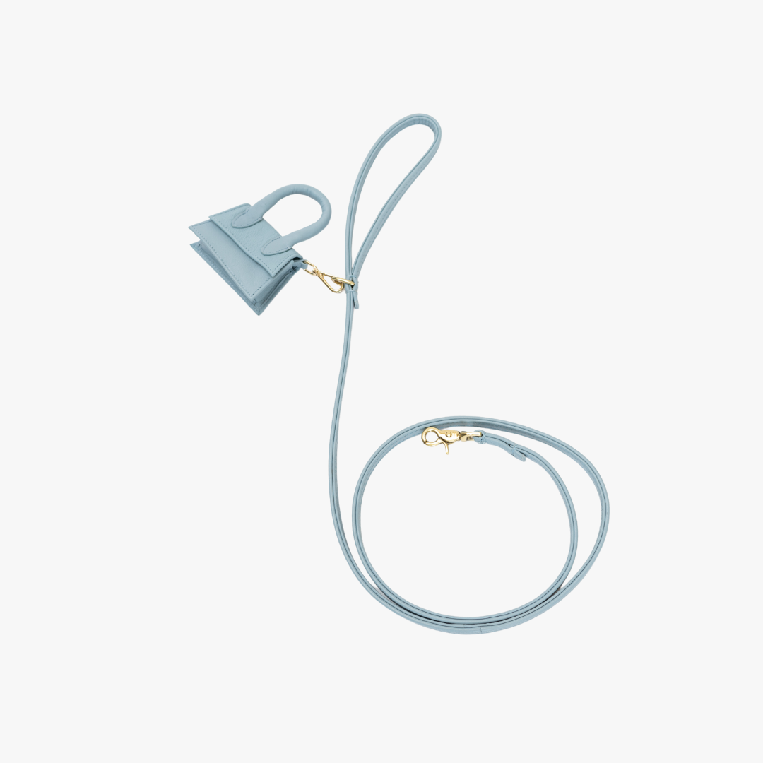 Dog leash with brass finish - Classic - Light Blue
