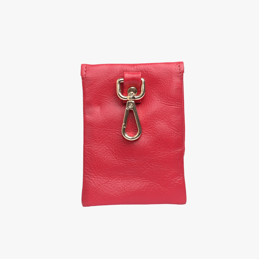Royal Red Pooch leer | Stijlvolle Beloningstasje voor Hondenkoekjes en Poepzakjes