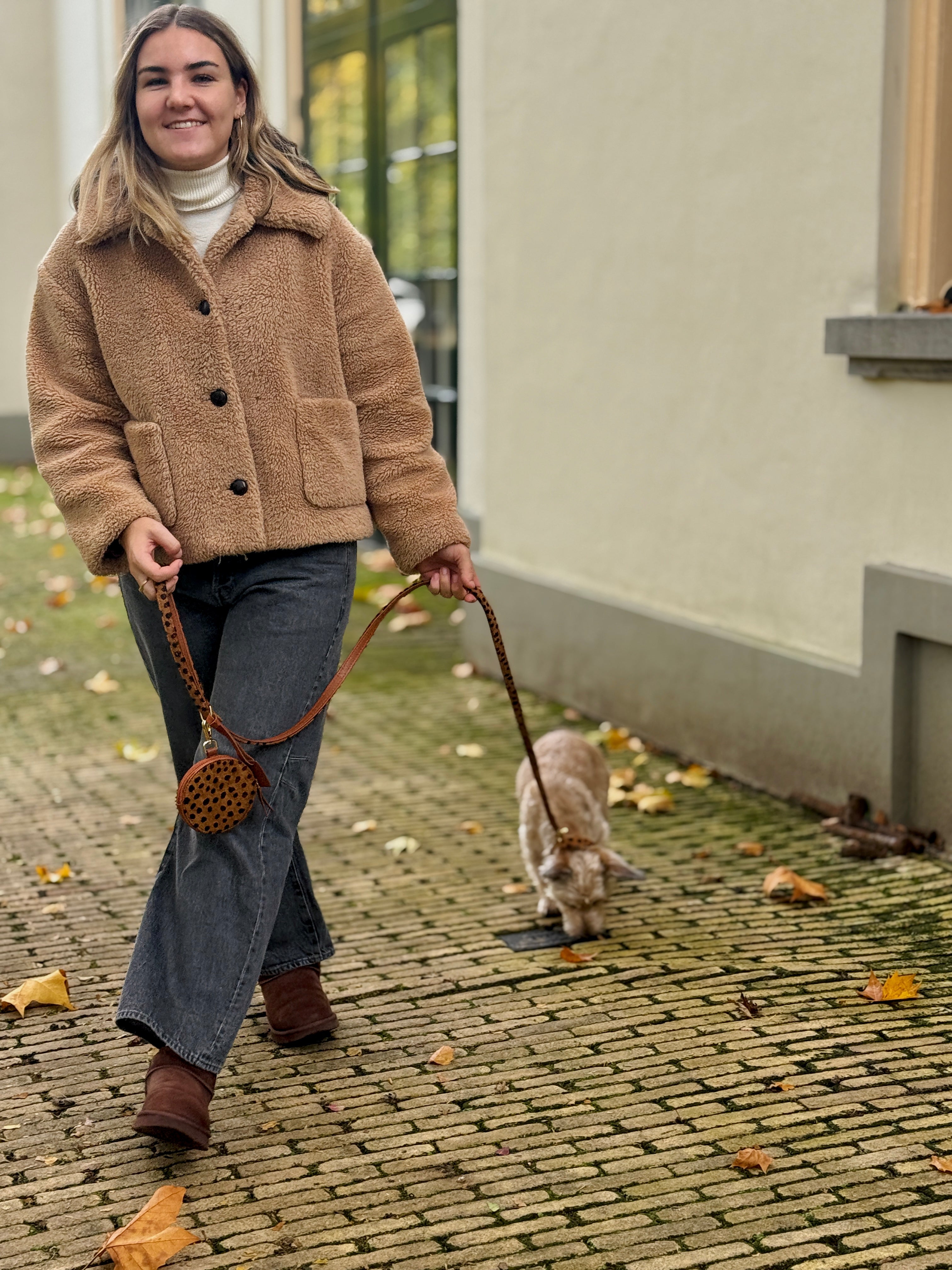 Hondenlijn met messing afwerking - Cheetah