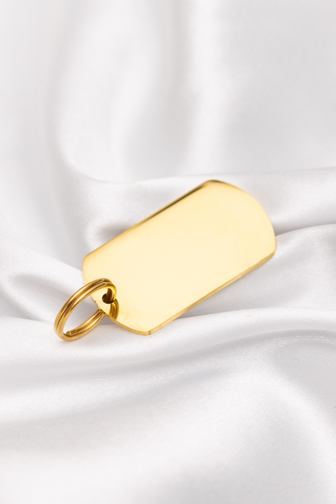 Gold dog tag with name and address engraving - Pixie