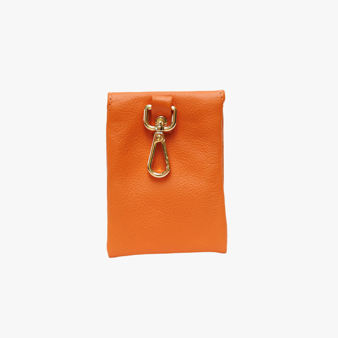 Pooch Leather | Stylish Treat Bag for Dog Biscuits and Poop Bags - Orange