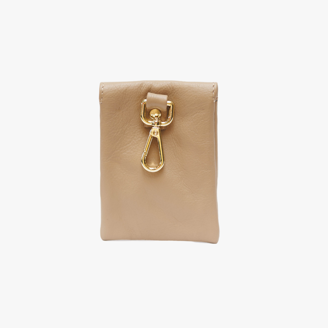 Pooch leather | Stylish Reward Bag for Dog Biscuits and Poo Bags - Sand / Taupe