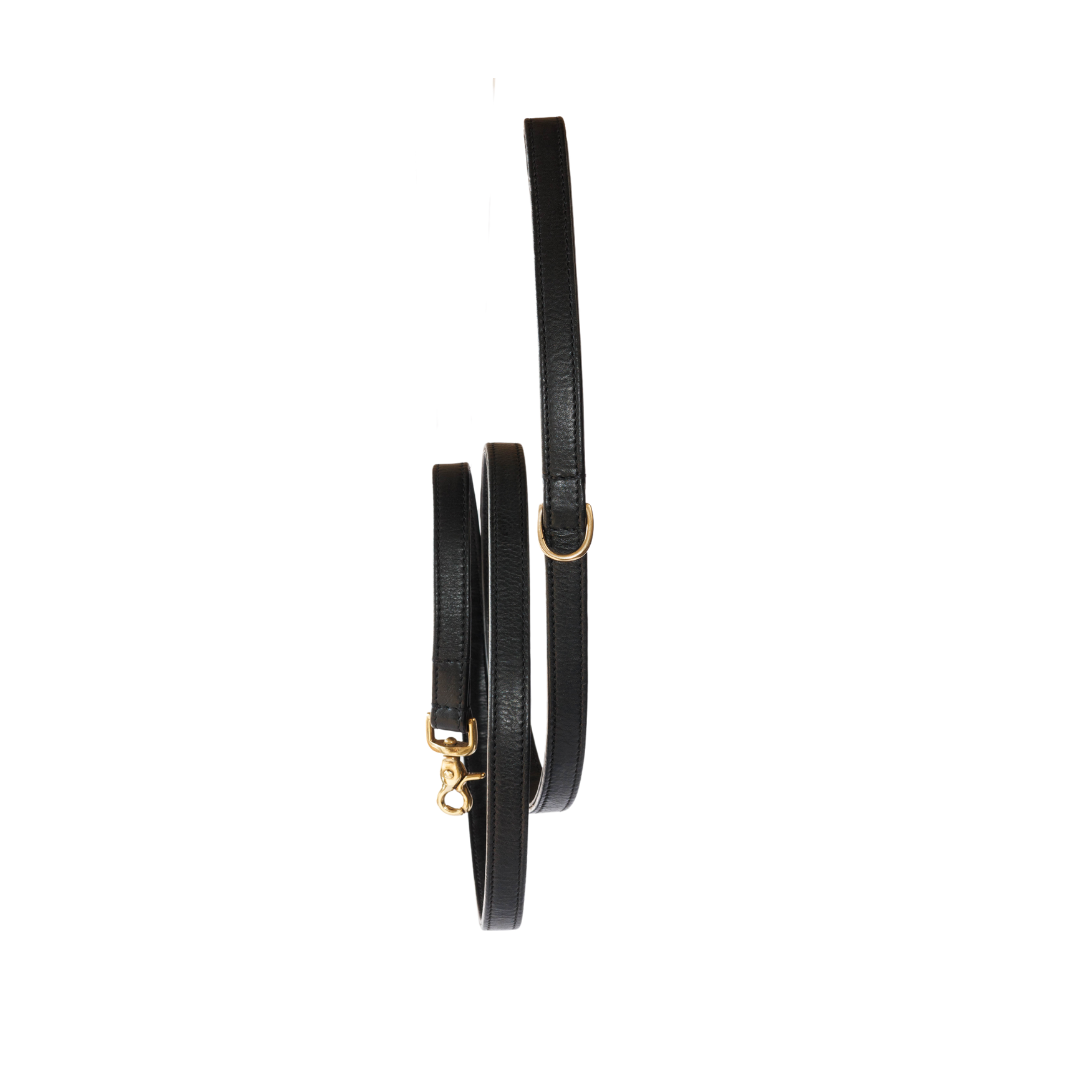 Dog Leash with Brass Finish - Premium - Black