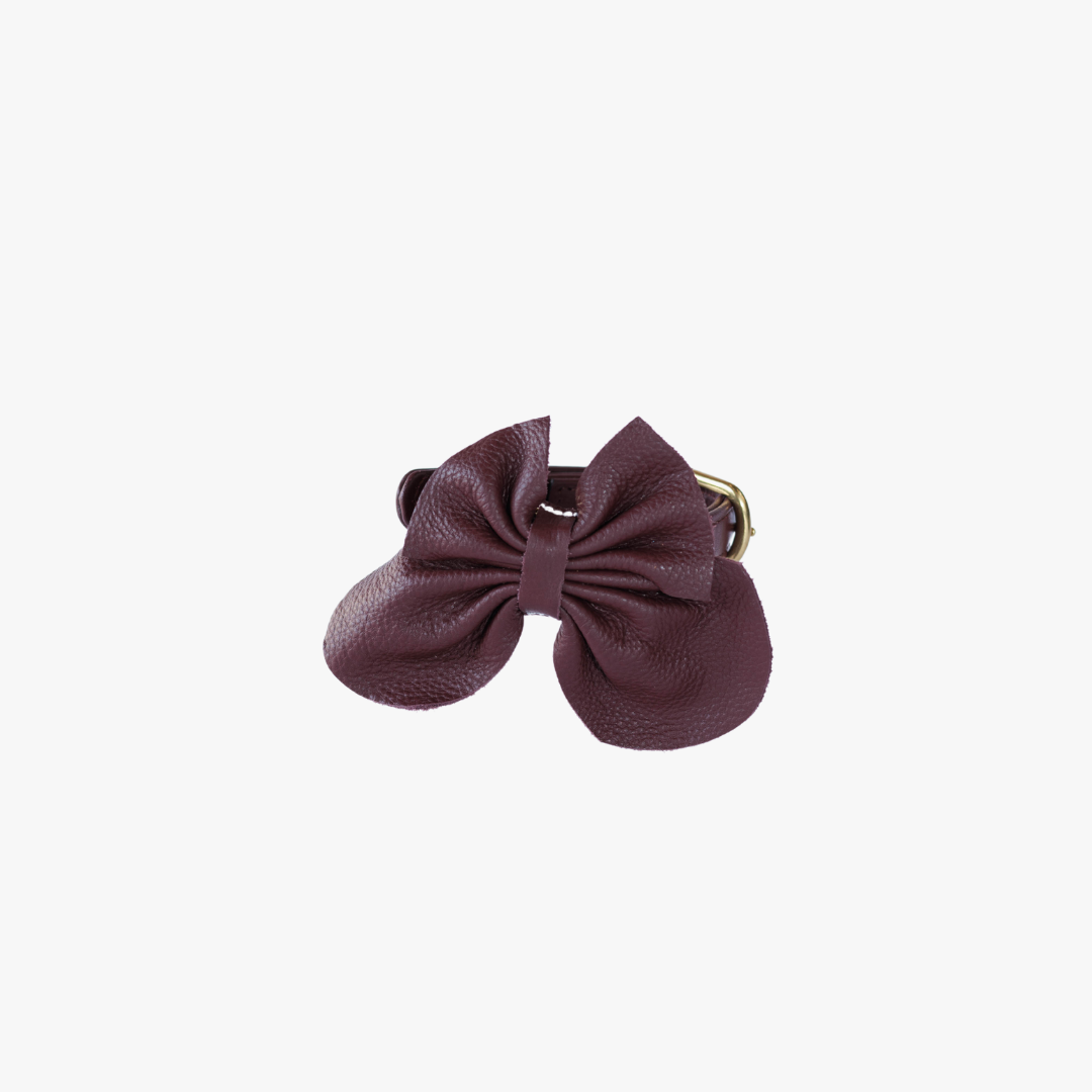 Luxury Leather Bow Tie for Dogs - Bordeaux Red