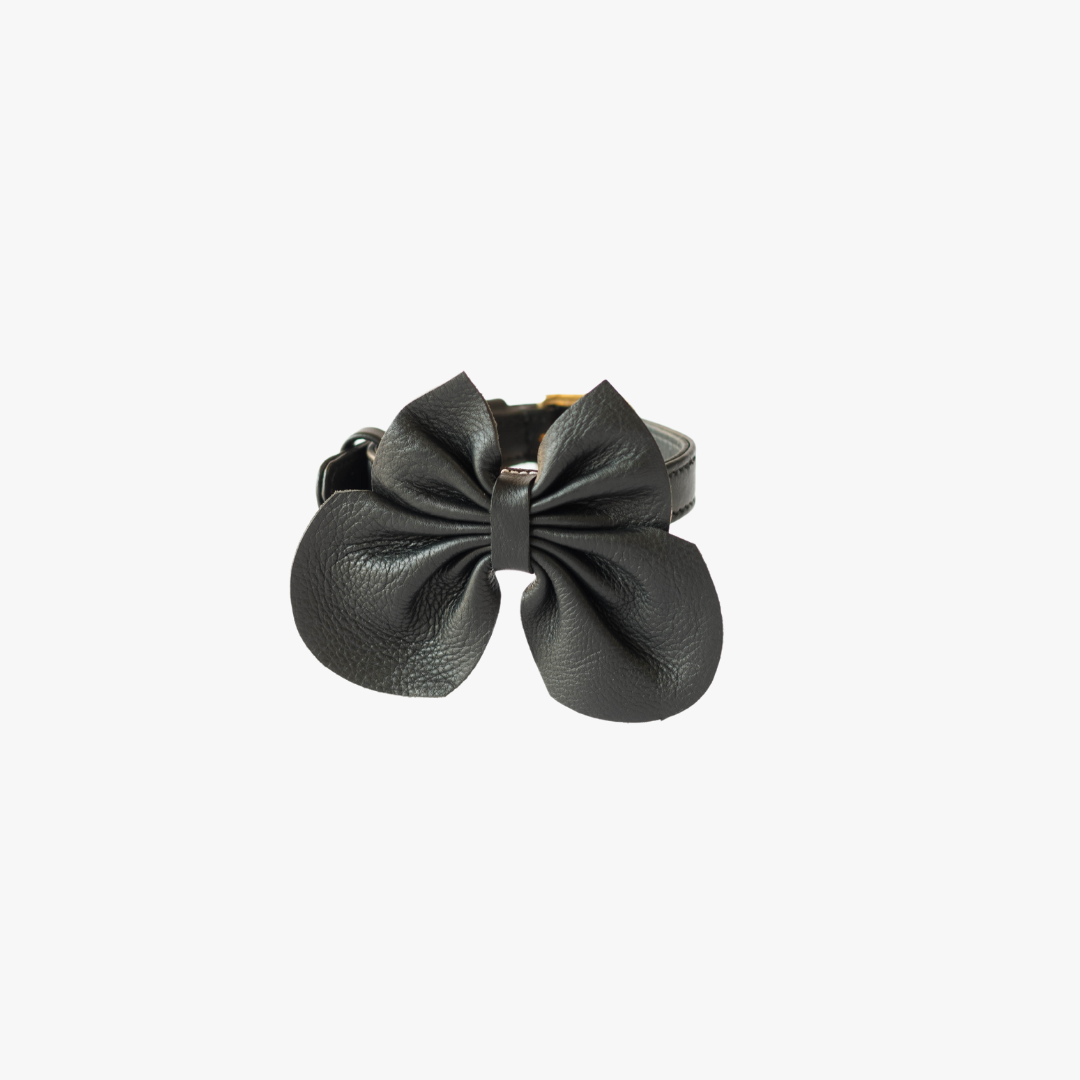 Luxury Leather Bow Tie for Dogs - Black