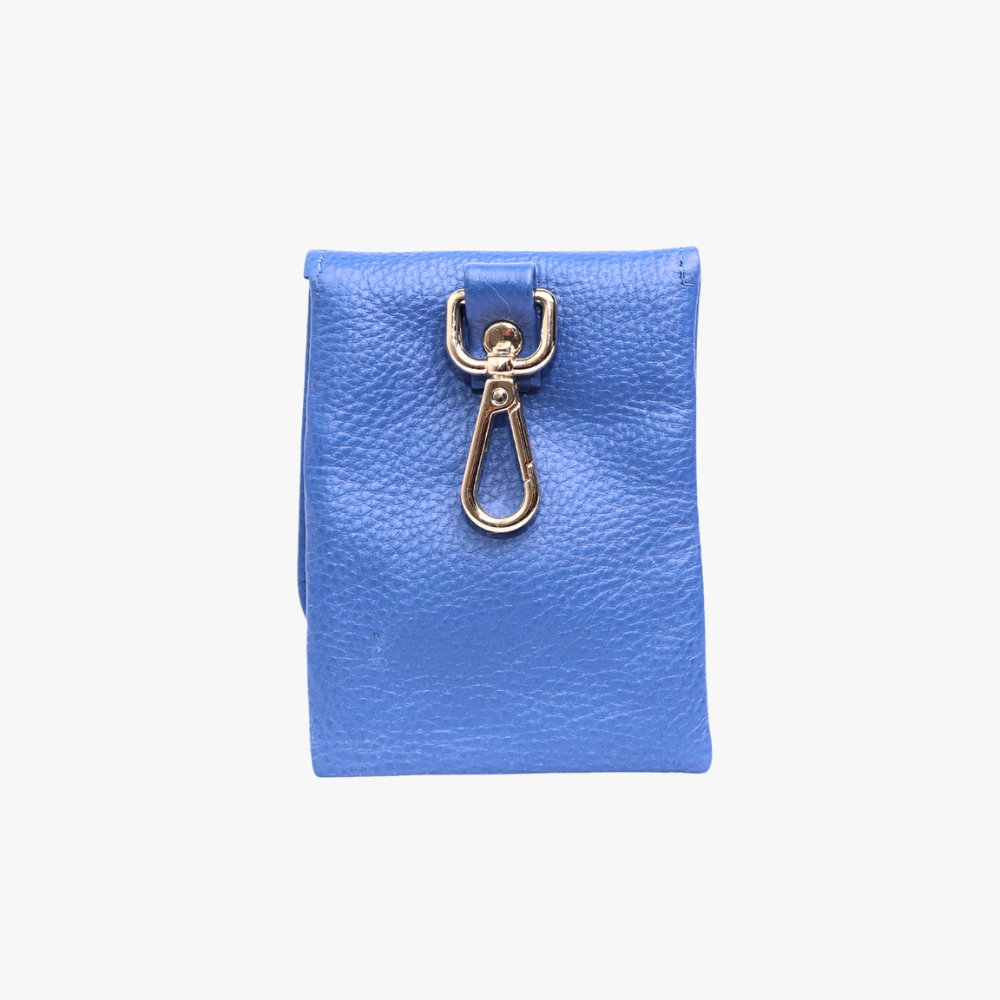 Denim Blue Pooch leer | Stijlvolle Beloningstasje voor Hondenkoekjes en Poepzakjes