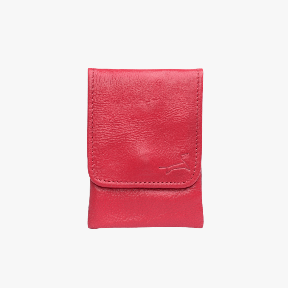 Leren pooch bag Royal Red met messing clip