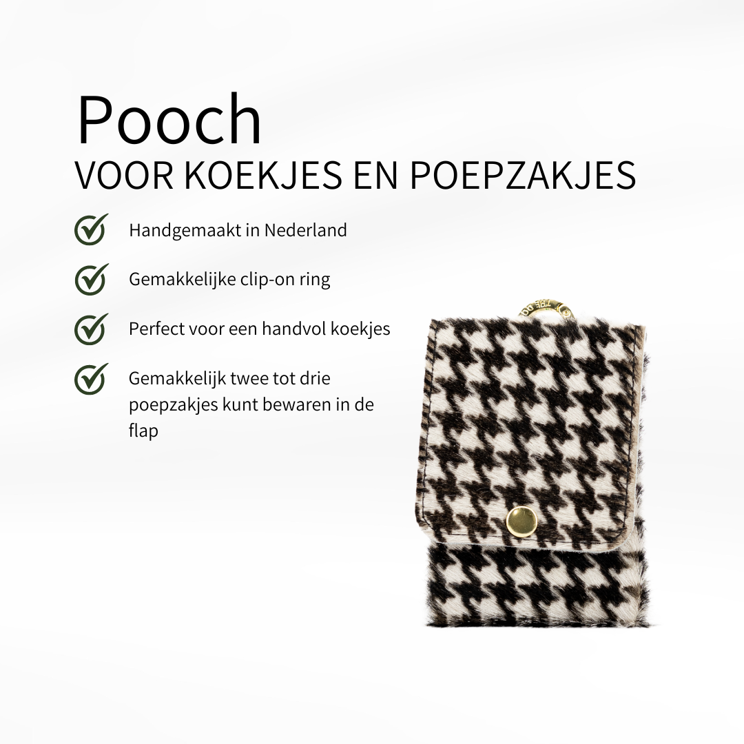 Pooch leather | Stylish Bag for Dog Biscuits and Poop Bags PIED DE POULE