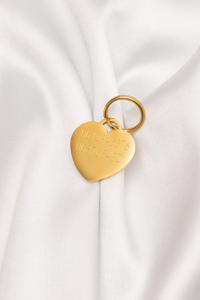 LILLY Heart - Personalized dog tag with name and phone number on the back