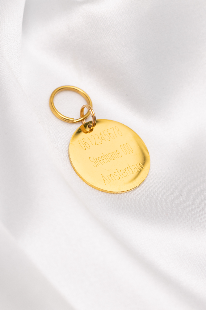 Dog tag gold with name - OLLIE ⌀28mm